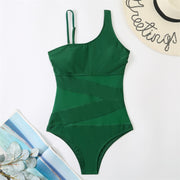 One Piece Sexy Mesh Solid Swimwear 2