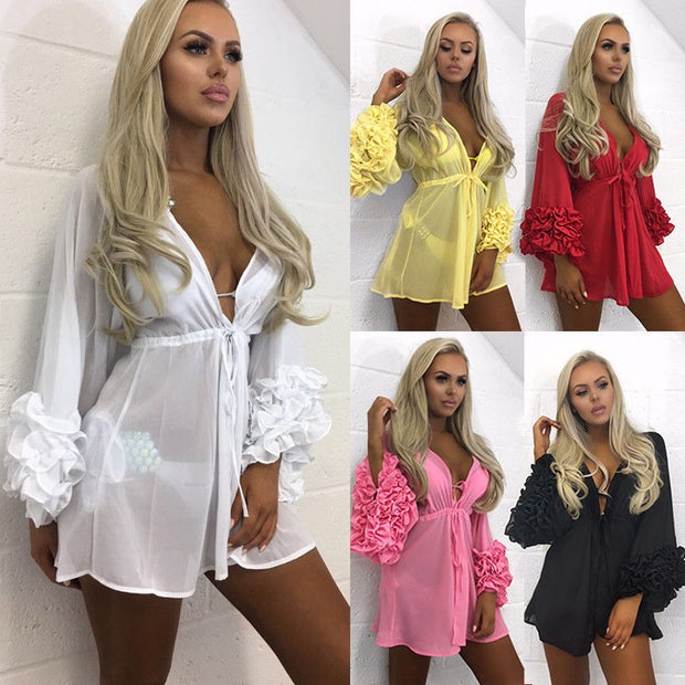 Long Puff Sleeve Bikini Cover Up 2022