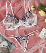 Floral Embroidery Erotic Lingerie Set