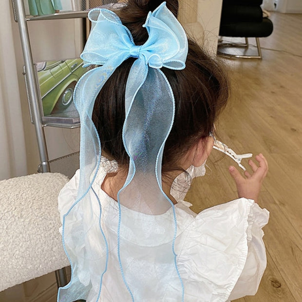 Long Ribbon Korea Hair Clip For Girls