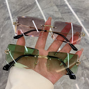 Rimless Square Frame Sunglasses